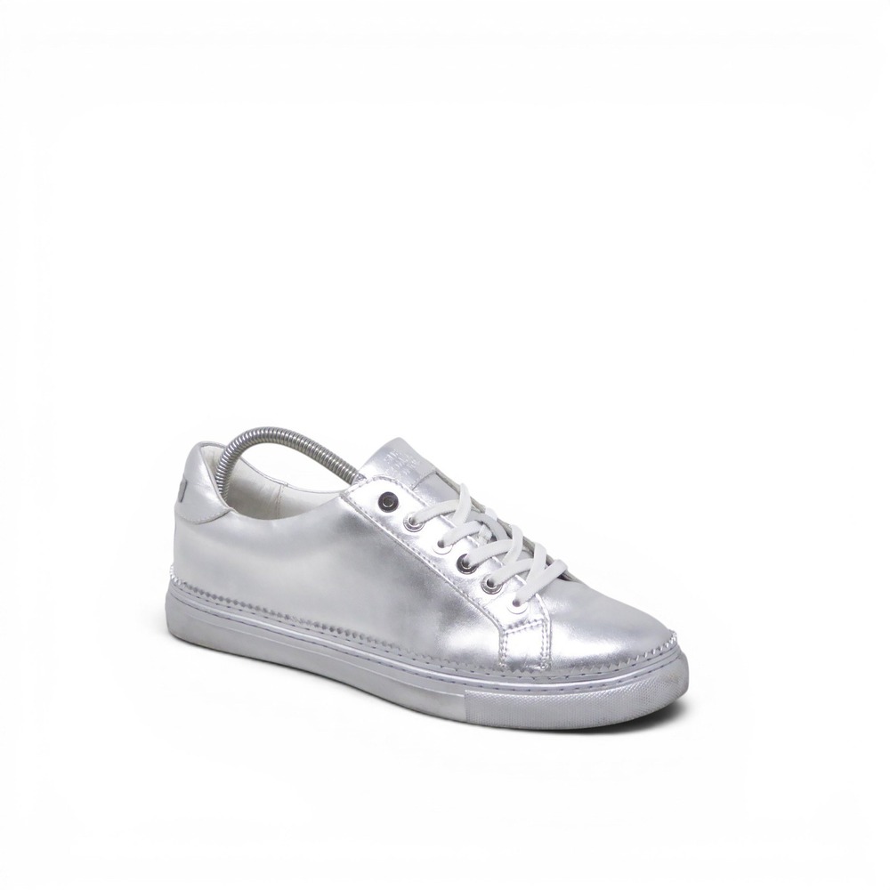 Suecomma Bonnie Womens Sneakers Silver Metallic Leather Low Top Lace Up 41 / 10